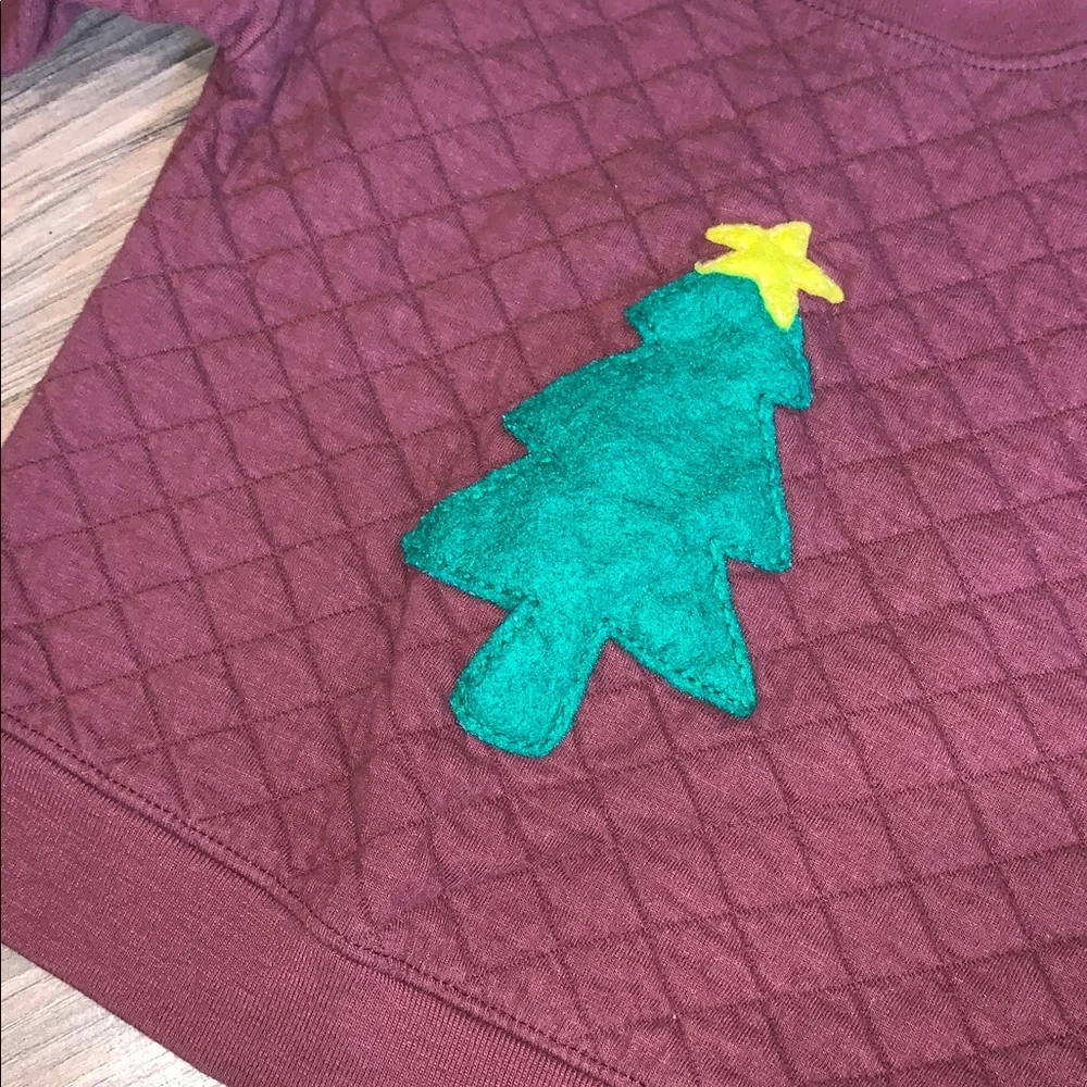 Kid's Unisex Garanimals Burgundy Quilted Christmas Tree Cotton Sweatshirt 18M - Picture 2 of 6